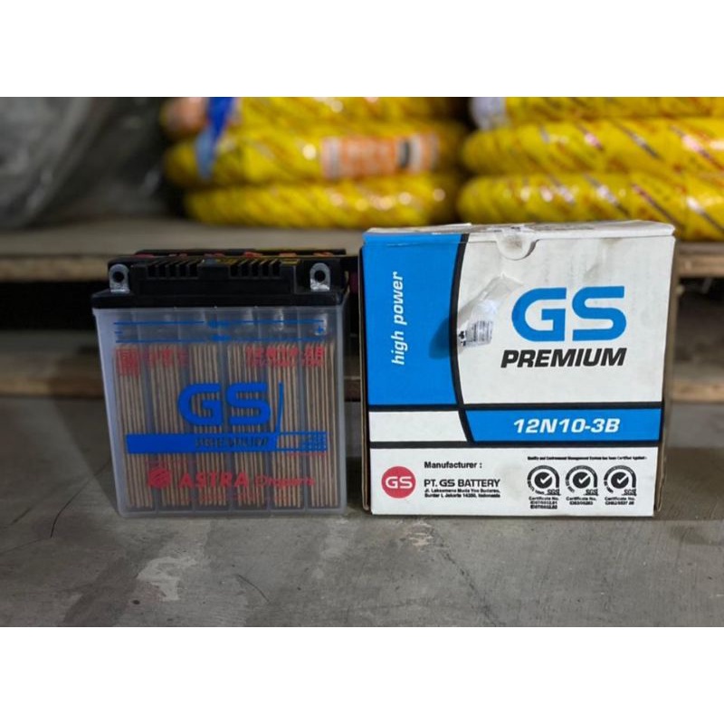 Aki Motor Vespa Excel 12N10-3B 12N10 YUASA / GS ASTRA 12V 10Ah Aki basah