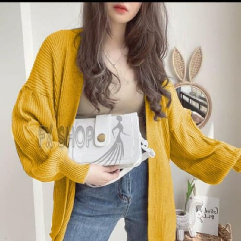 FX SHOP CARDIGAN HOKAIDO PREMIUM / CARDI HOKAIDO RAJUT OVERSIZE PREMIUM-MUSTARD