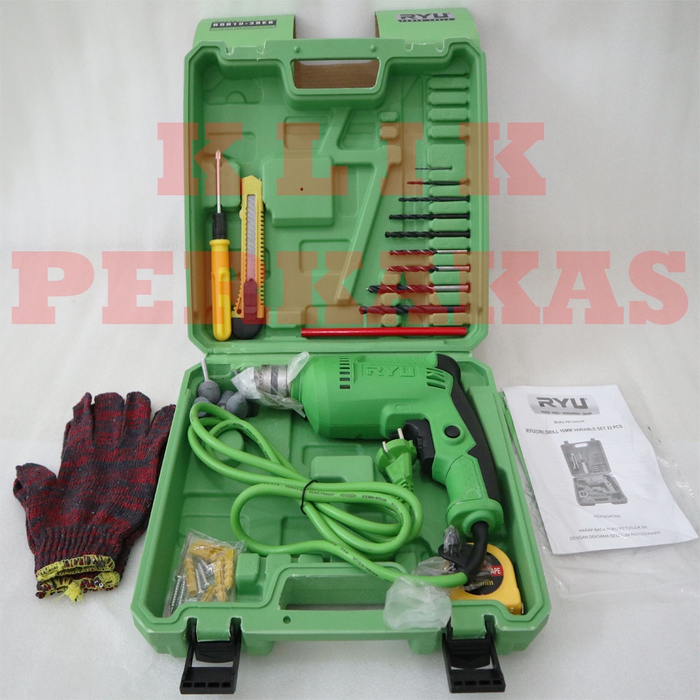 MESIN BOR DRILL 10MM VARIABLE SET 22PCS RDR10-3-REB RYU