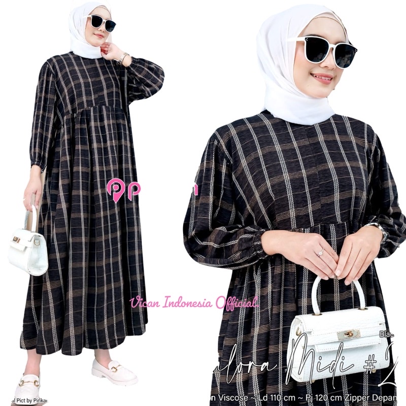 [VICAN] TERBARU GAMIS WANITA DINDA - SALORA #1 #2 #3 #4 #5 MIDI HOMEY DRESS FASHION BUSANA MUSLIM MO