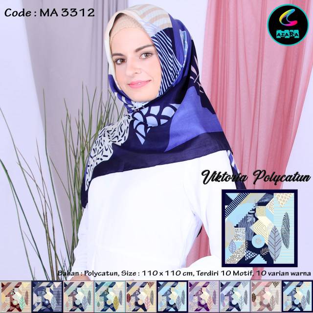 Jual Hijab Segiempat Motif Azara / Jilbab Segi Empat Motif Victoria