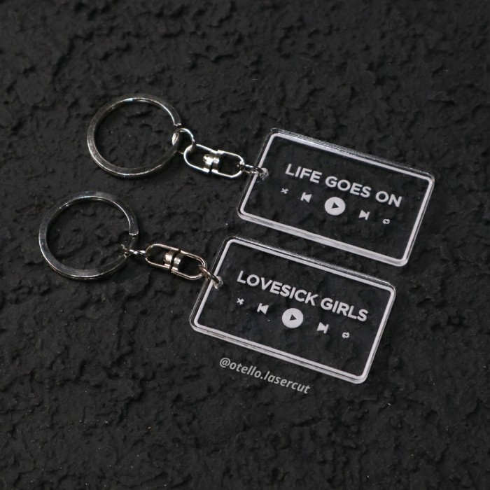 Custom Gantungan Kunci Rectangle Spotify Judul Lagu Akrilik Keychain Acrylic Musik Music