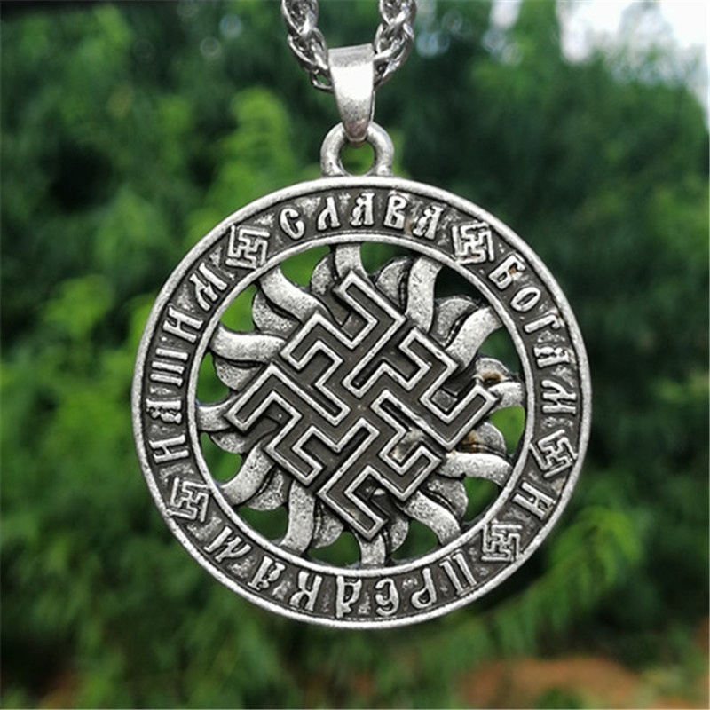 Kalung Liontin Jimat Rune Bahan Stainless Steel 316L Gaya Punk Viking Untuk Pria