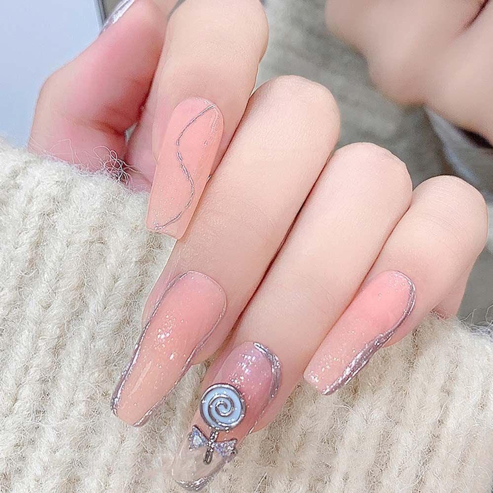 Rebuy Lollipop Kuku Berlian Imitasi Logam Temperamen Berlian Ornamen Flash Jepang Shiny DIY Nail Jewelry