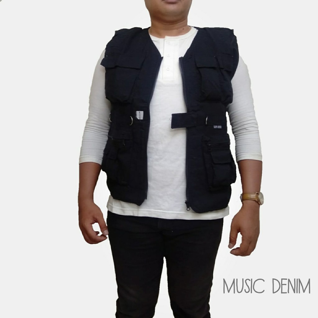 Rompi Motor Vest Canvas Modis Original Music Denim Terbaru Terlaris