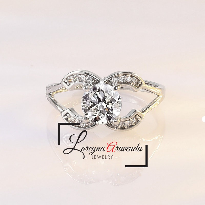 Cincin Silver S925 Kristal Model Double C Diamond CC026