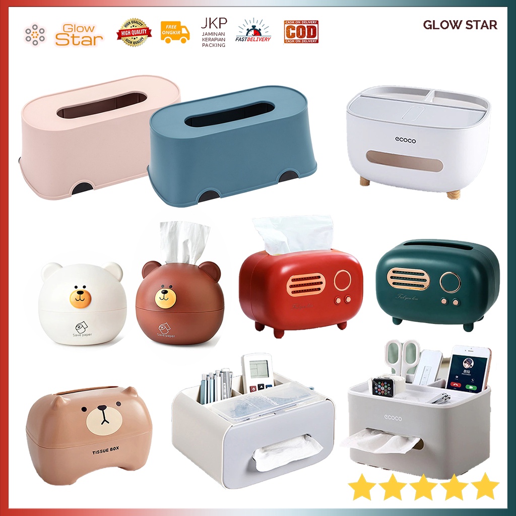 Kotak Tisu Korea Style Gift Box Tissue Modern Roll Bear Office Kantor Desk Case Organizer Radio Penyimapanan barang Remote tv ruang tamu Rak Make up Brush Dapur Plastik Plastic