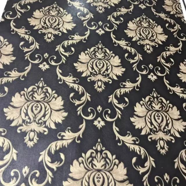 Wallpaper dinding MURAH wallpaper dinding motif batik black gold
