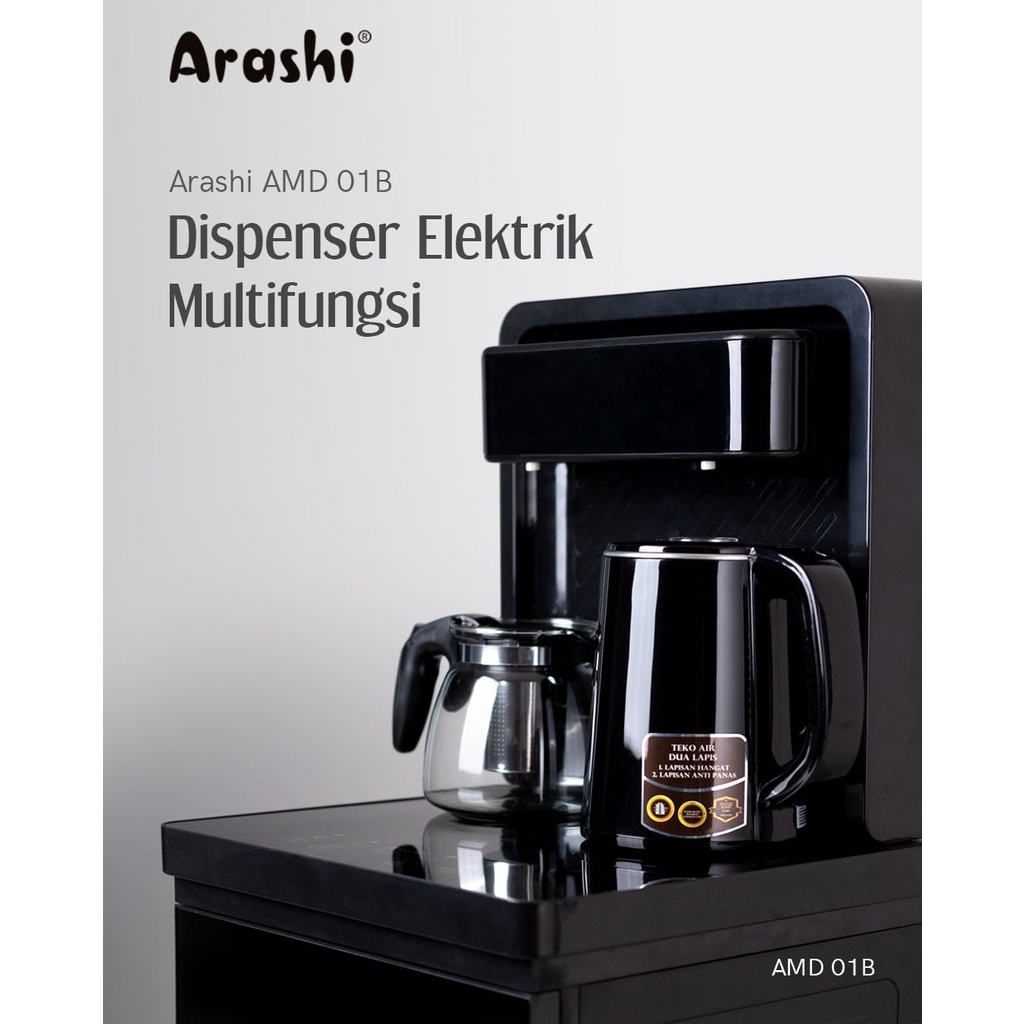 Arashi Dispenser Air Minum Galon Bawah Multifungsi AMD01B Dengan Layar Sentuh dan Remote Control