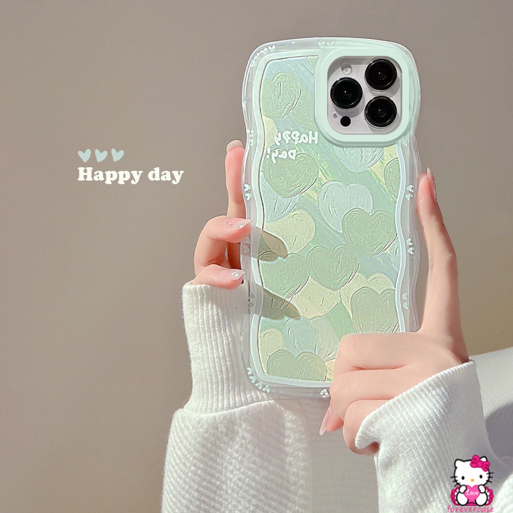 Soft Case Motif Lukisan Minyak Hati Hijau Untuk OPPO A15 A16 A53 A74 A76 A9 A5 A31 A33 2020 A54 A57 A55 A16K A96 A95 A12 A5s A7 A16E A15 A12 A5s A2 A3s