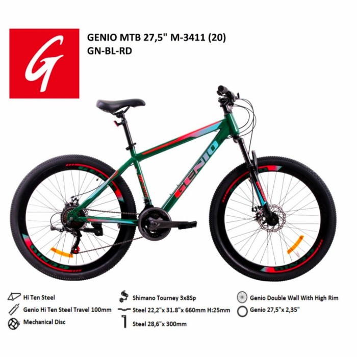 Sepeda MTB Sepeda Gunung 27.5inch Genio M3411