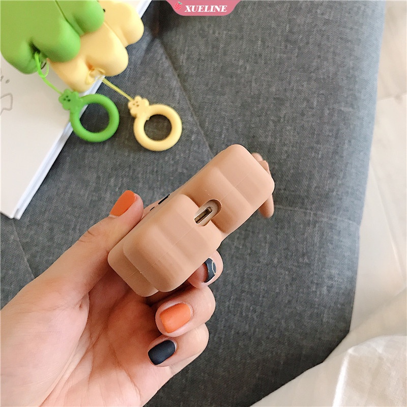 Case Pelindung earphone bluetooth Bahan Silikon Motif Kartun Beruang Untuk AirPods 1 2