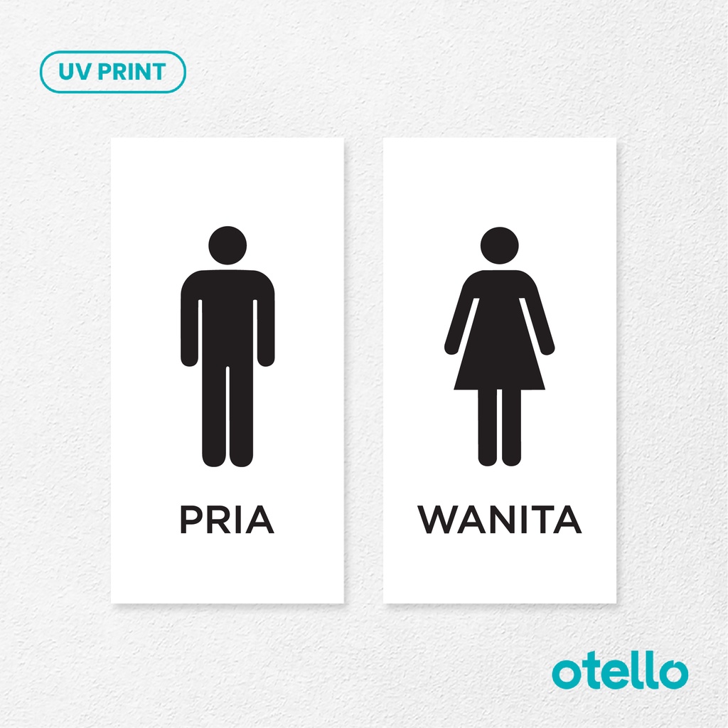 Otello Sign Icon Toilet Pria Wanita Akrilik Signage Minimalist Acrylic Papan Tanda Nama Ruangan Acrylic WC Men Women Print