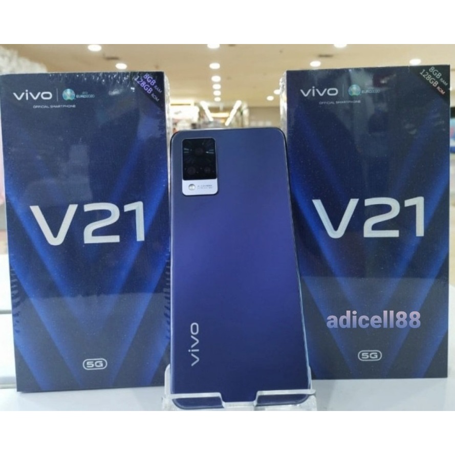 Vivo V21 4G 8/128 - 8/256 - Ram 8 Gb  Room 128 serta 256 GB - Baru - Garansi Resmi - Black - Diamond