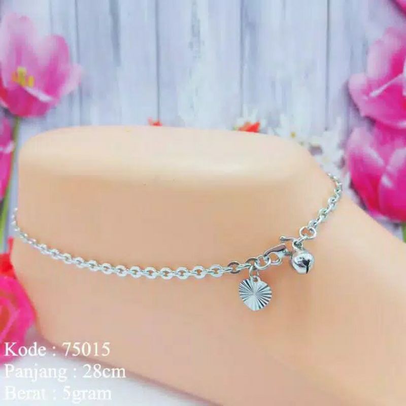Fourfashion Gelang Kaki Rantai Nori Gepeng Silver Lapis Emas Missi Fashion Jewelry