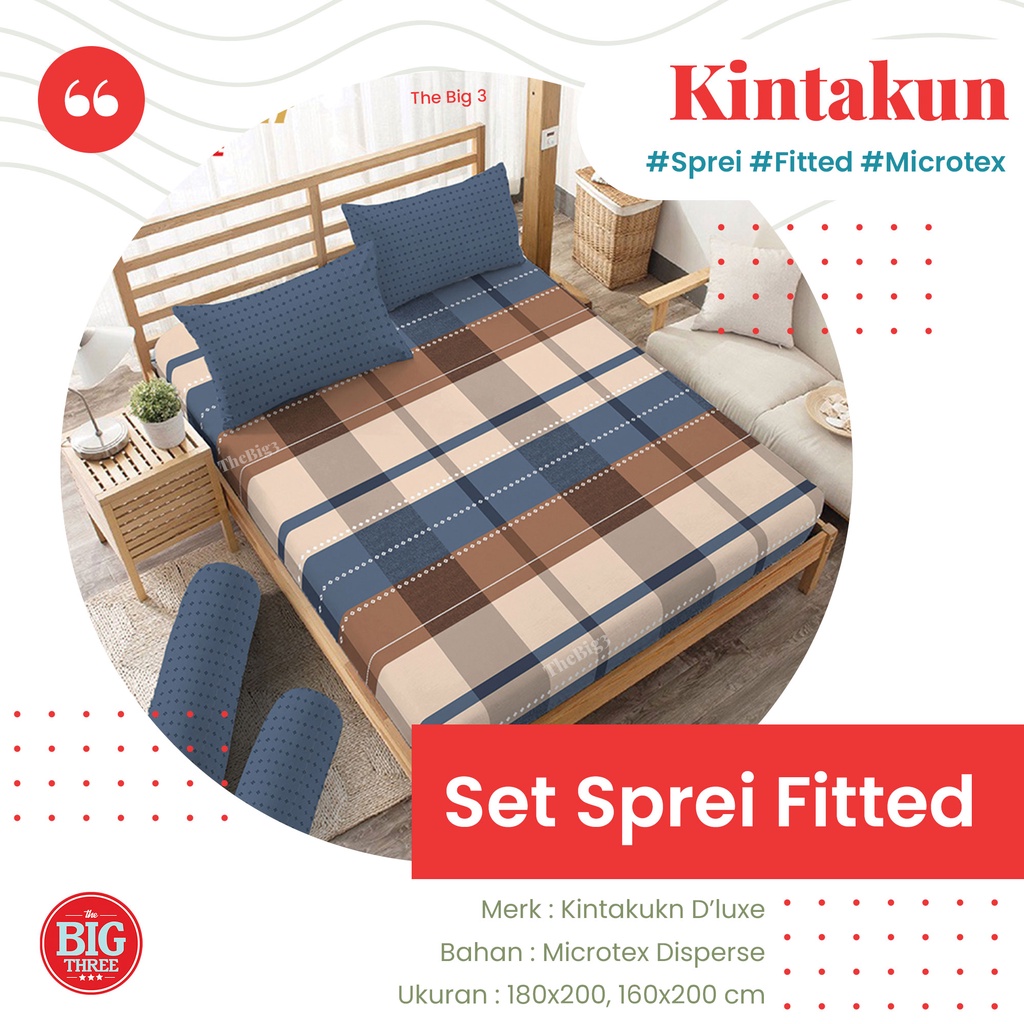 KINTAKUN Sprei 180x200 / 160x200 Tinggi 25 Cm Karet Double Anti Geser - SP 180 160T25 THEBIG3