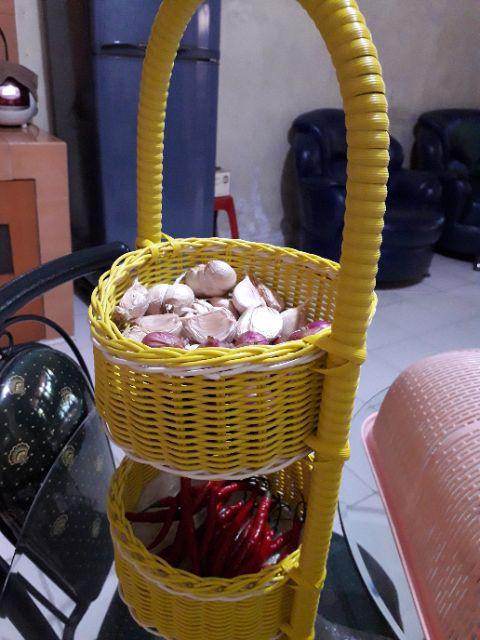 Keranjang Bumbu Rotan 2 Susun