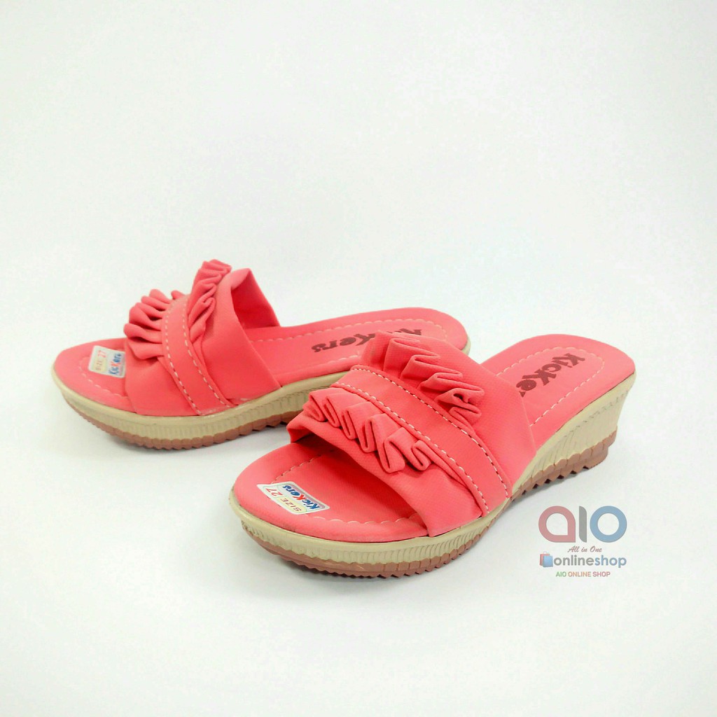 Sandal Selop Anak Wedges 26 - 30 Wiru Hak 3 Cm Perempuan Casual Fashion