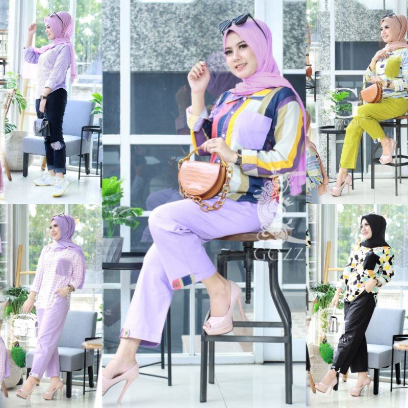 Set celana dan kemeja prod by Gozzo ori
