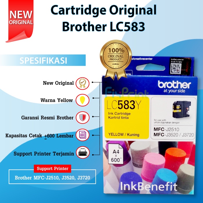 Tinta Brother LC 583 LC583 LC-583 ORI Printer MFC J2510 J3520 J3720