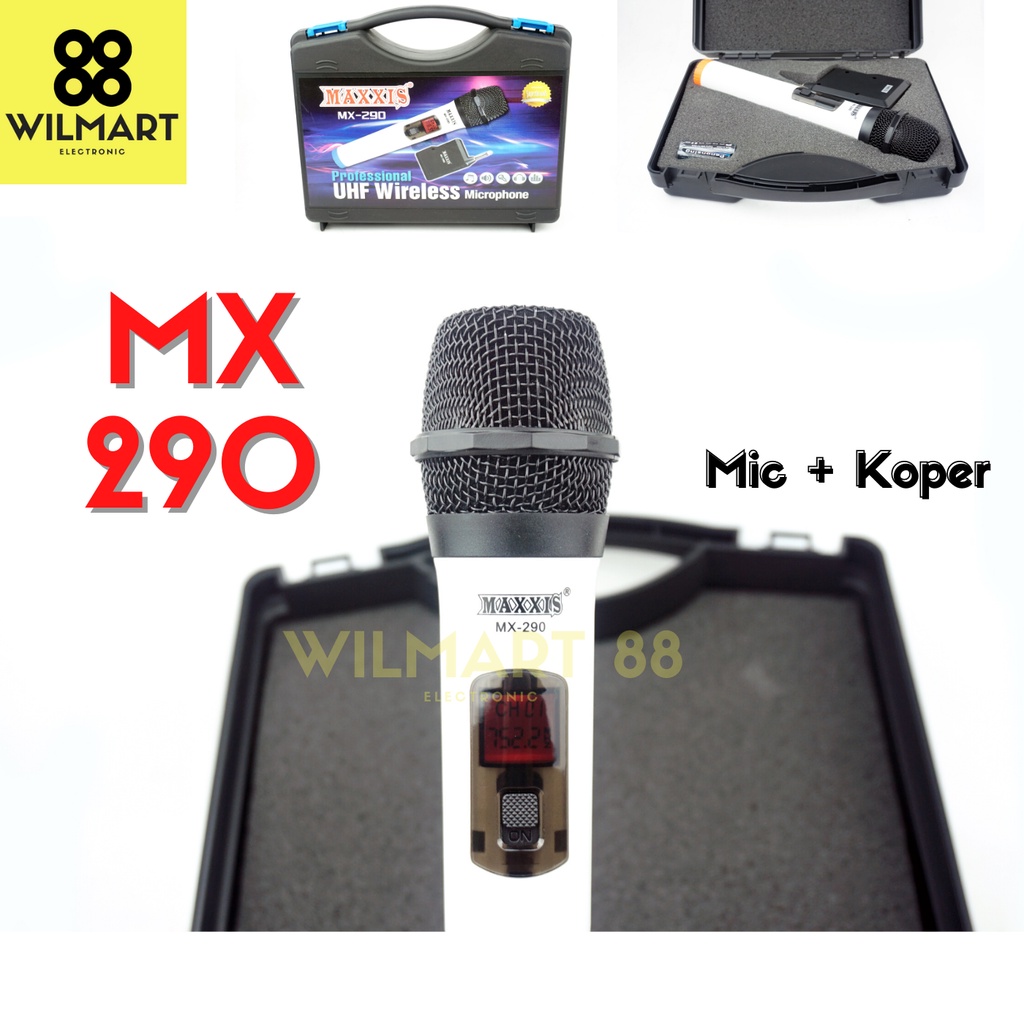 Microphone Wireless MX290 + koper SUARA EMPUK Mic Nirkabel MX290/ Microphone MX290 / Mic MX-290 / Mic MX - 290 | Beserta Receiver