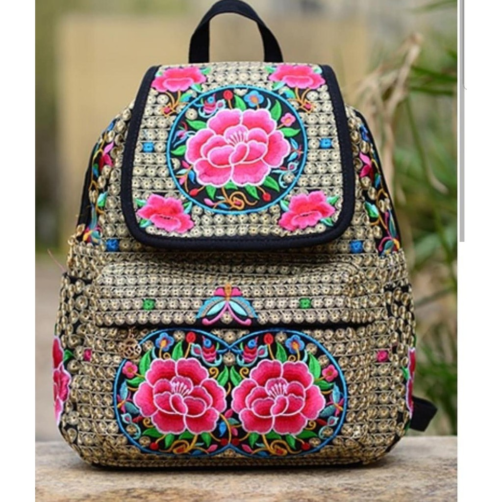 Tas ransel wanita murah tas bordir tas casual backpack wanita import