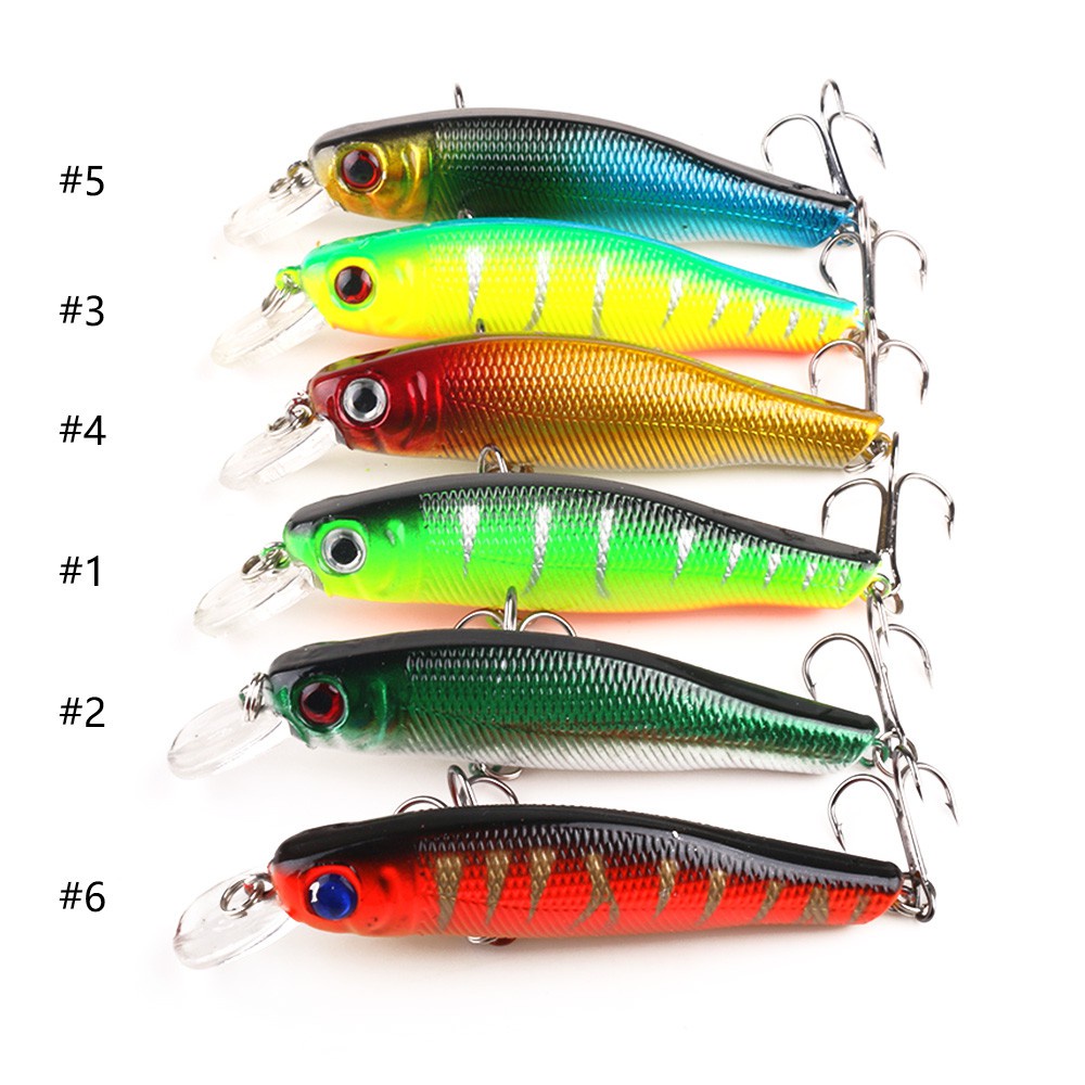 HENGJIA 6pcs/Lot Umpan Pancing Mini Fishing Lures 8.5cm/8.9g Floating Minnow Hard Bait Treble Hooks Ikan Fishing Tackle