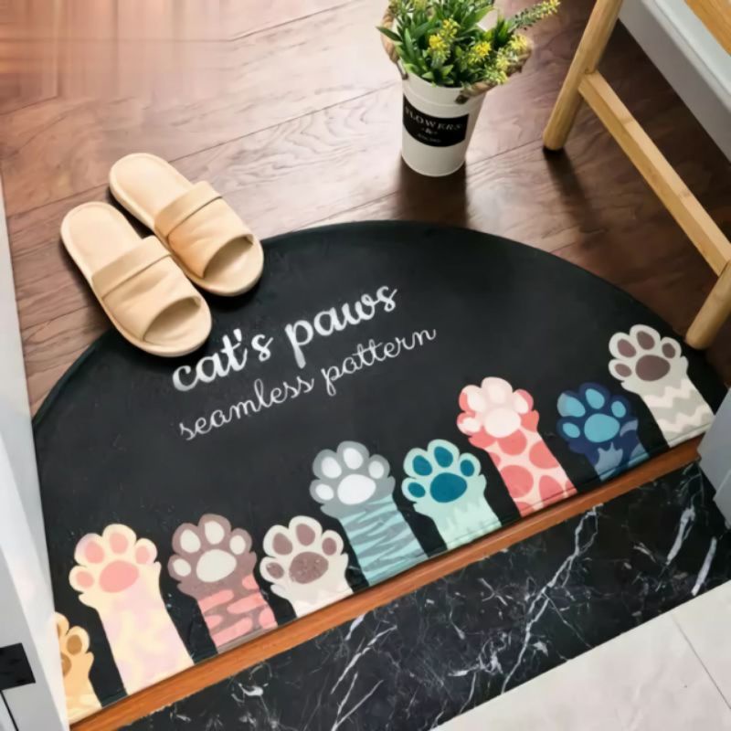 Door mat trendy polyester/Keset kaki pintu setengah lingkar