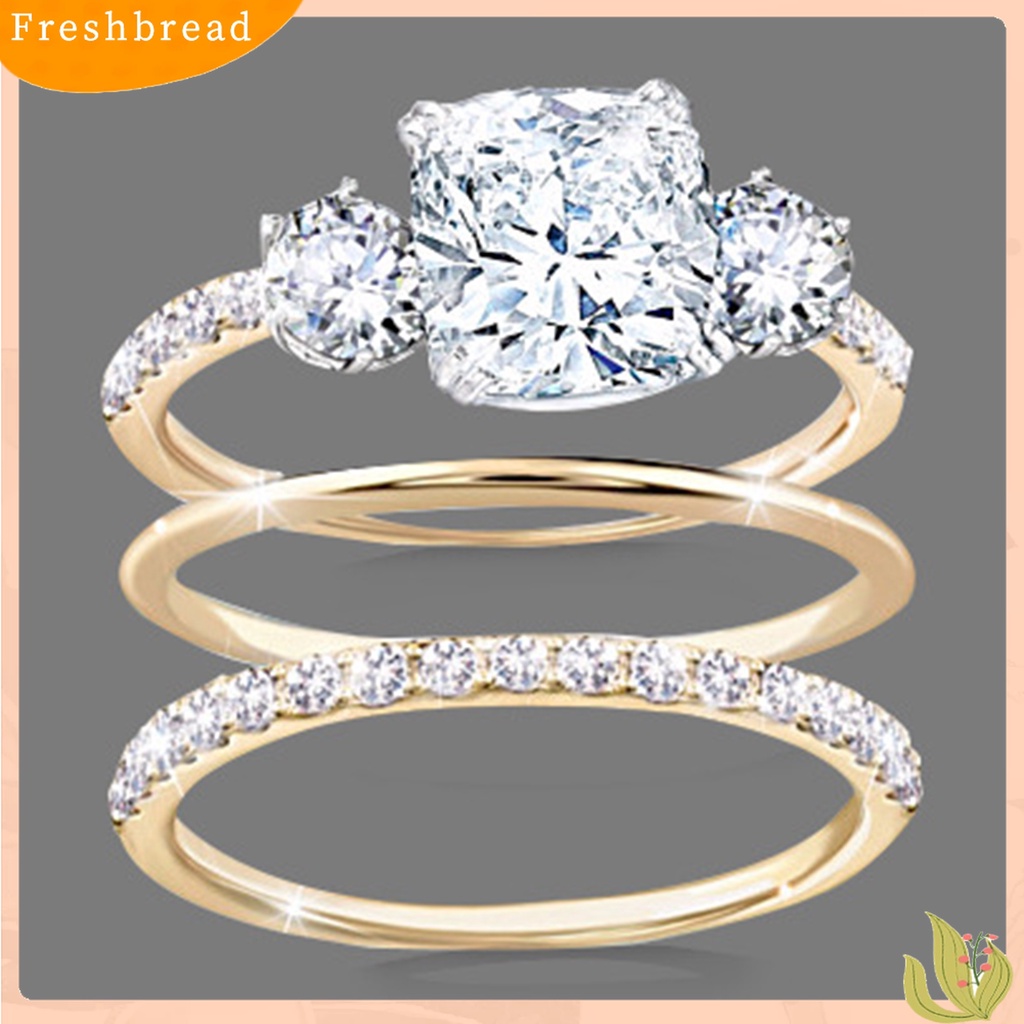 Terlaris 3Pcs/Set Ring Rhinestone Inlay Wear Resistant Alloy Women Finger Band for Wedding