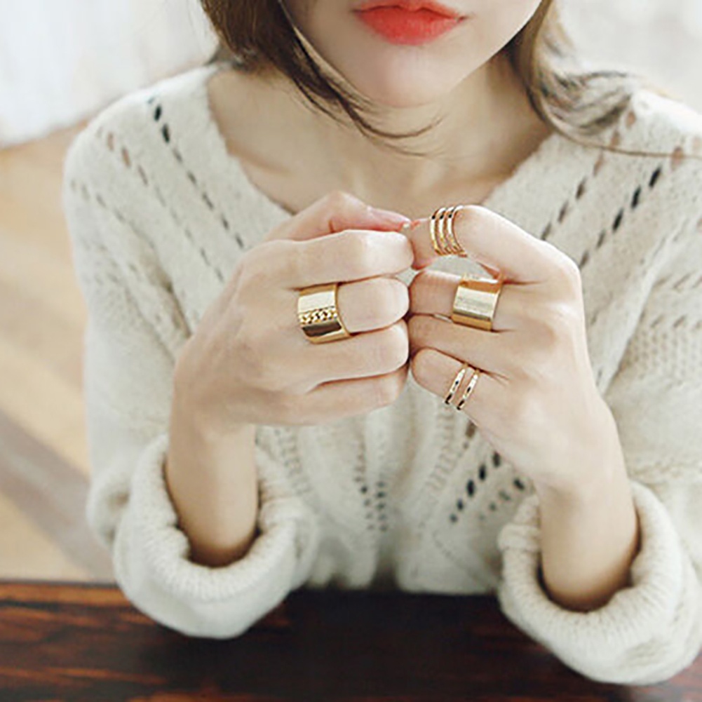 Hu Hu Hu Hu Hu Alat Bantu Pasang Kacamata♡ 3pcs / Set Cincin Knuckle Midi Model Terbuka Untuk Hadiah Natal Charms