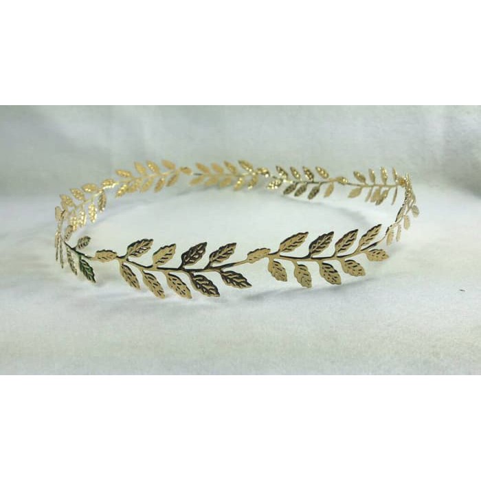 Mahkota Headpiece Aksesoris Rambut Flower Crown Daun Emas Ala Yunani Murah Kecantikan OBGA10370