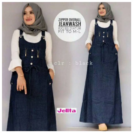 ZIPPER overall jeans hitam (DNMA)