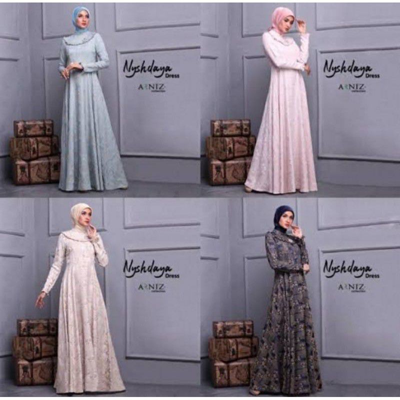 NYSHDAYA DRESS BY ARNIZ/gamis modis/dress muslim/gamis wanita dewasa/gamis jacquard/pakaian muslim