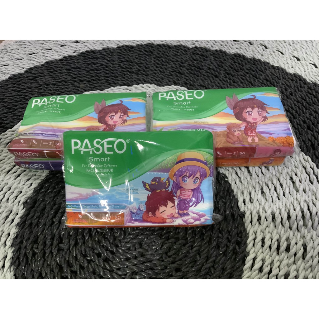 Tissue Paseo Tisu  Smart Travel Pack 50 Sheets 2 Ply Facial Tissue Serbaguna - Tisu Paseo