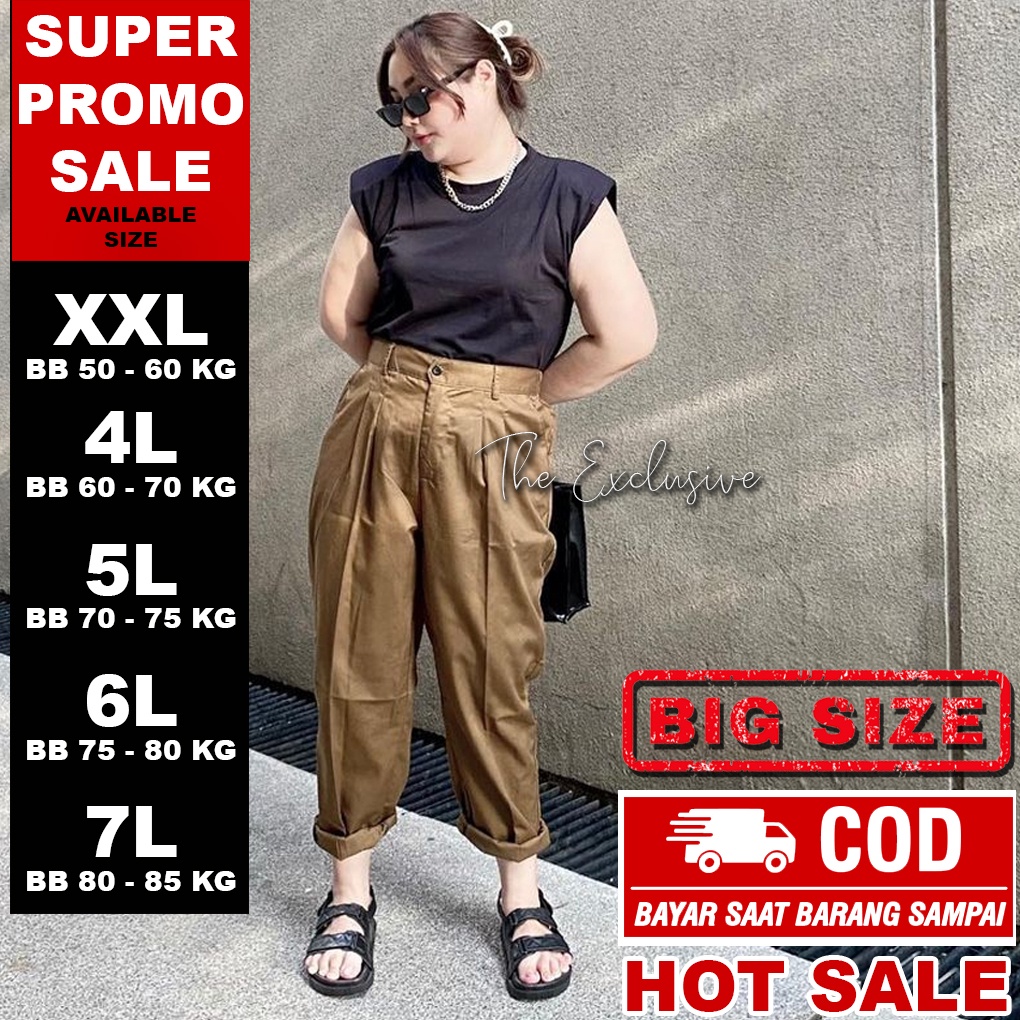 JUMBO BAGGY PANTS BB 57 - 90 KG CELANA KERJA BIG SIZE CELANA PANJANG WANITA CELANA KANTOR WANITA