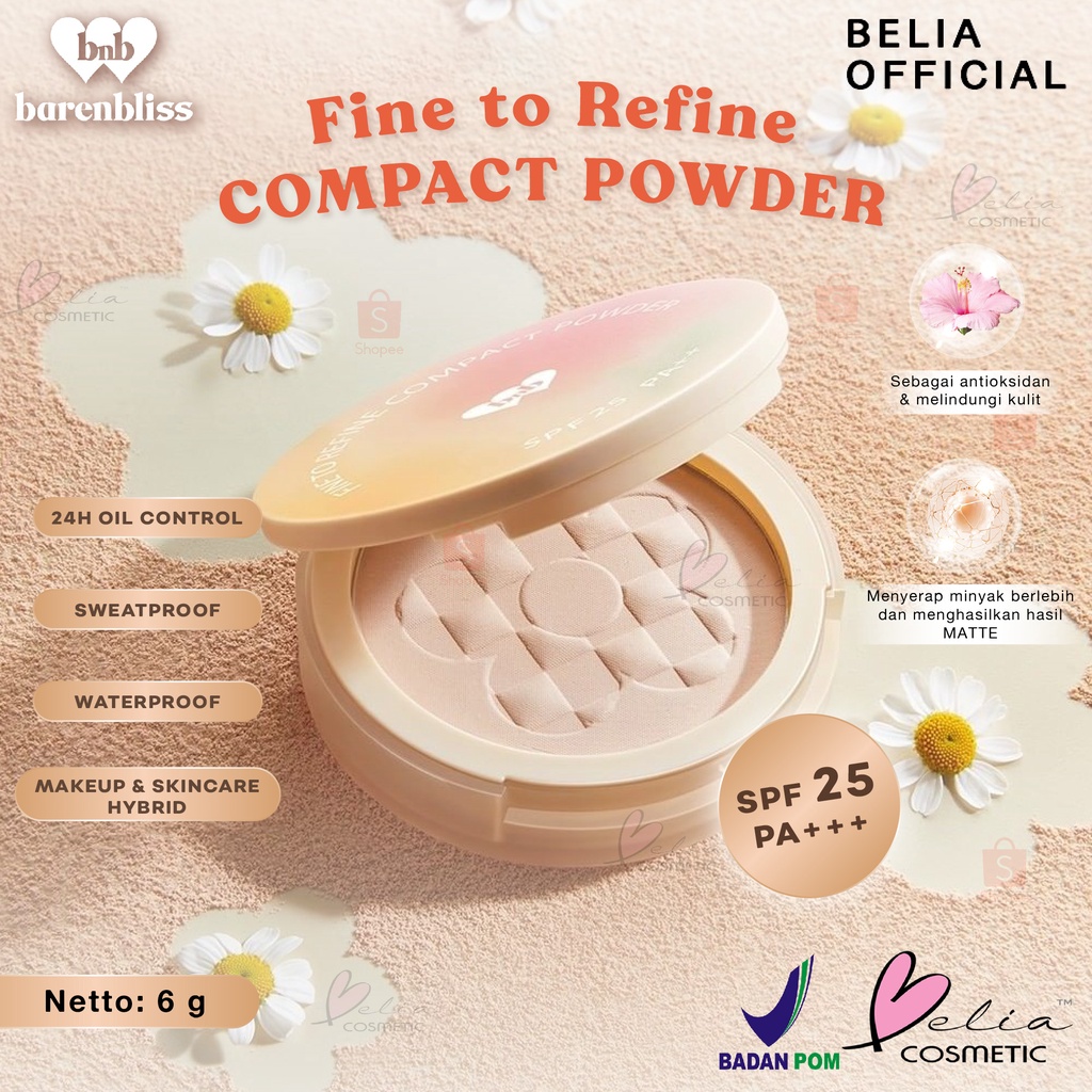 ❤ BELIA ❤ BNB barenbliss Korean Bloomatte Fine to Refine Compact Powder | 24H oil control | Bedak Padat | BPOM