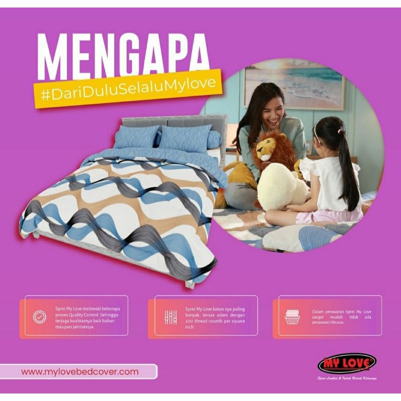 Bedcover set 180x200 My Love / Bed Cover All New My Love 180x200 Tinggi 30 / Satu Set Bedcover 180x200