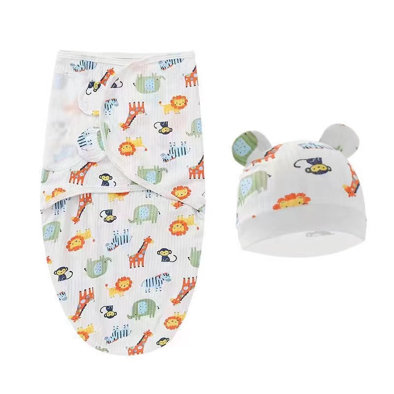 Bedong Bayi topi bayi baby swaddle selimut bayi Swaddle me Instan newborn blanket wrap zip instant swaddle