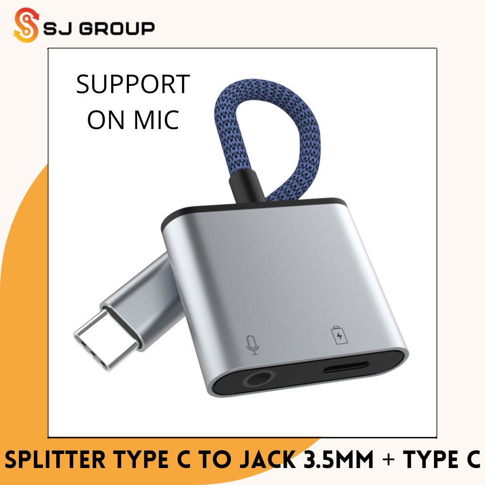 Splitter Type C to Jack 3.5mm and Type C 30W Headset Charger Audio Jack Adaptor