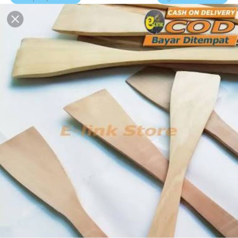 spatula kayu bolong 3 sodet kayu