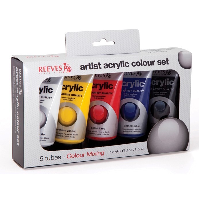 

(TERLARIS) Reeves Acrylic Colour Fine Artist Set 5 x 75ml