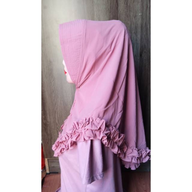 JILBAB AJE JAZ GOTIK MINI DUSTY PINK MURAH PREMIUM