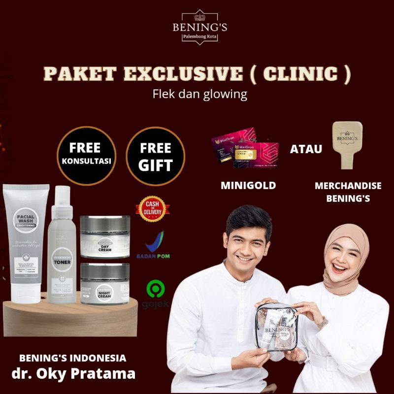 BENINGS SKINCARE by DR.OKY PRATAMA / PAKET EXCLUSIVE/FREE MINI GOLD/MARCHANDISE BENING'S-PAKET CLINIC