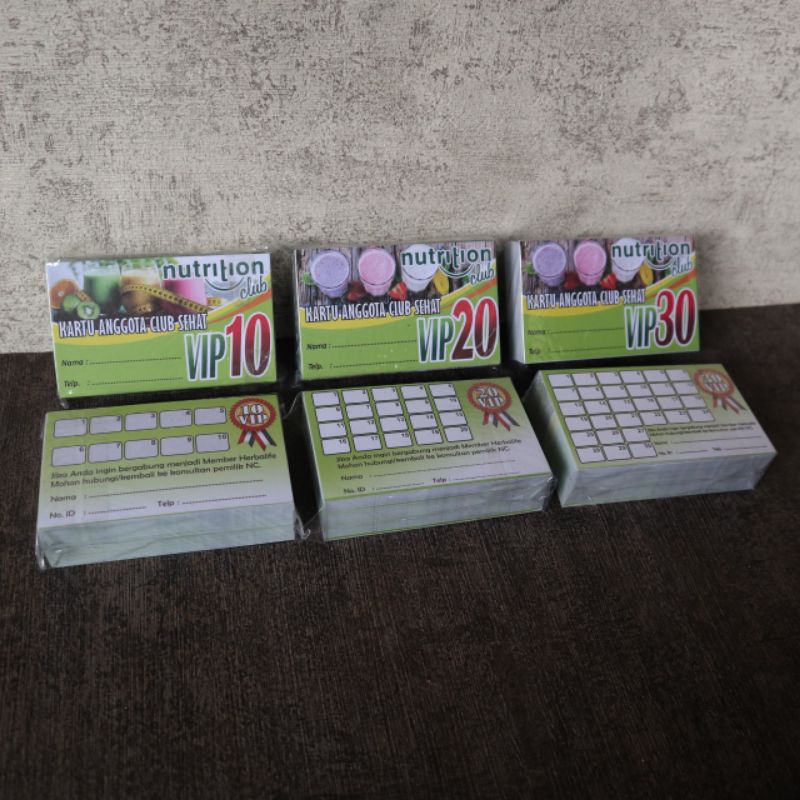 100pcs Kartu Anggota Herbalife NC VIP 10 20 30 kertas tebal