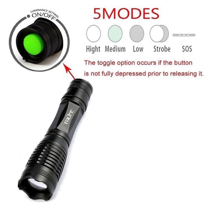 TaffLED Senter LED Tactical Cree XM-L T6 8000 Lumens F18 Black