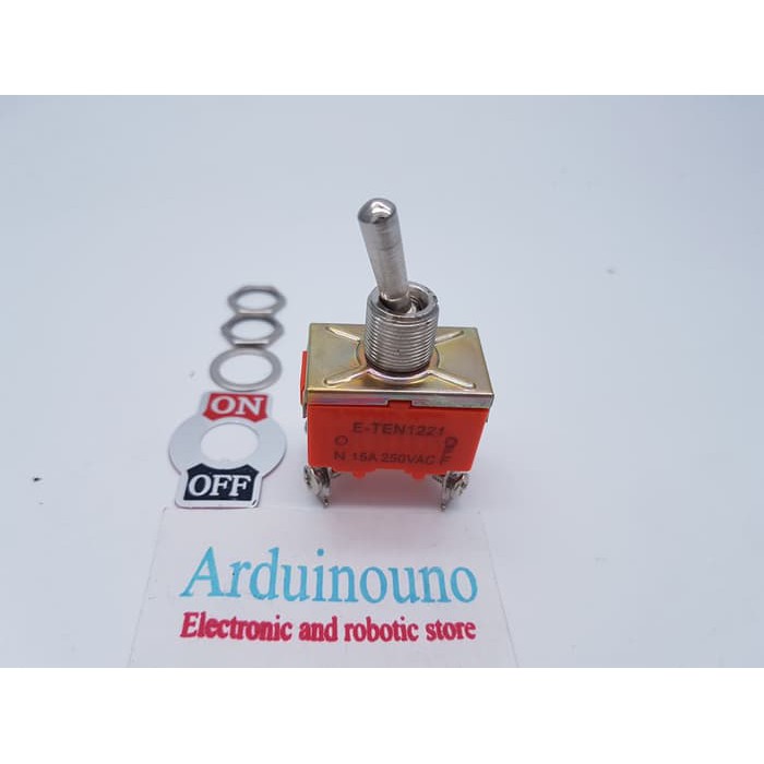 Saklar Toggle Switch DPDT E-TEN 6 Kaki 1321 15A 250V (On-On)