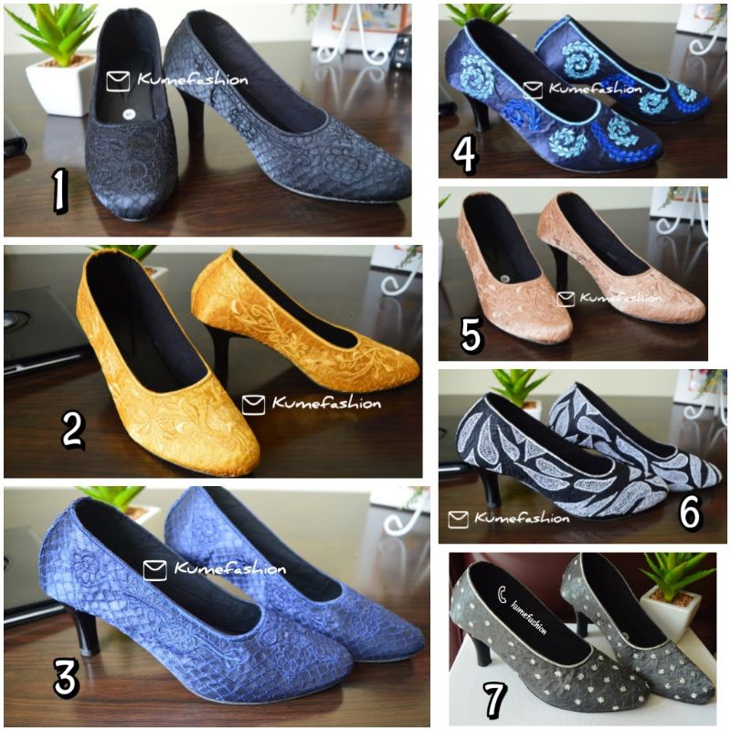 Sepatu heels wanita/sepatu heels wanita 7cm/sepatu heels bordir wanita original handmade/heels polos
