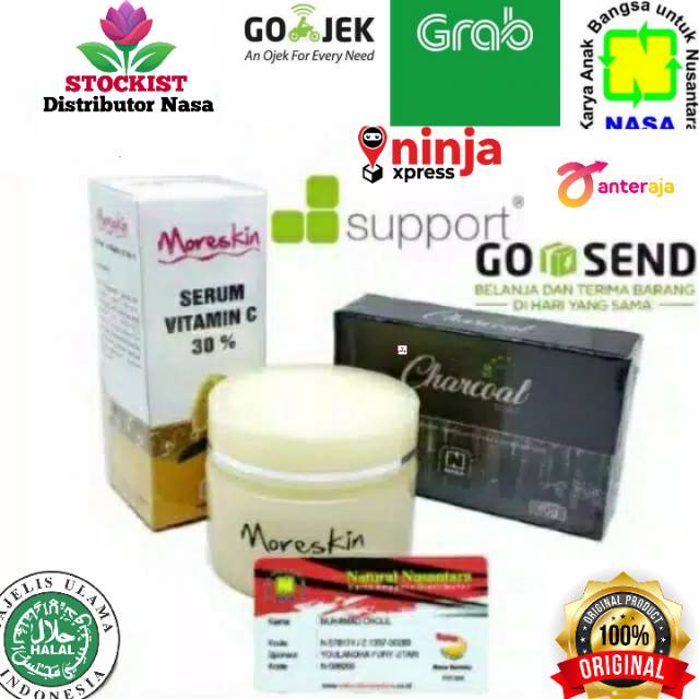 Paket Penghilang Flek Hitam - Moreskin Clean And Glow, Srum Vit C, Erhsali Charcoal