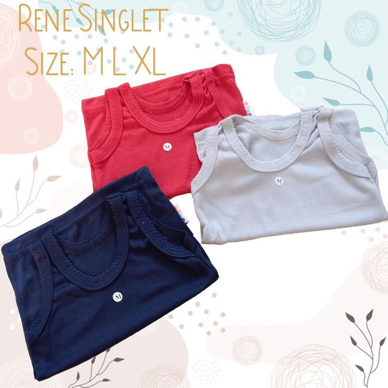 RENE-SINGLET BAYI POLOS WARNA TUA LEMBUT SIZE S M L XL-KAOS DALEM BAYI SNI