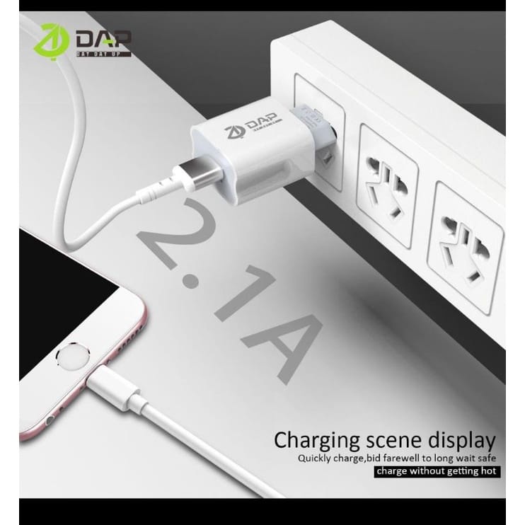 Batok Charger DAP D-A3 1USB 2.1A PERPCS Kepala Charger DAP D-A3 1USB Kepala Casan DAP D-A3 1USB 2.1A PERPCS ORIGINAL